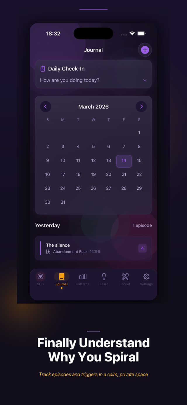 Episode Journal: Track rejection episodes with calendar view and daily check-ins