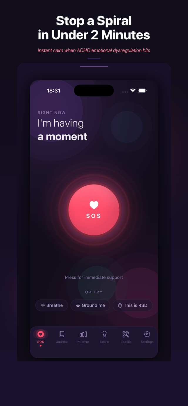 SOS Mode: Stop a spiral in under 2 minutes with guided breathing and grounding