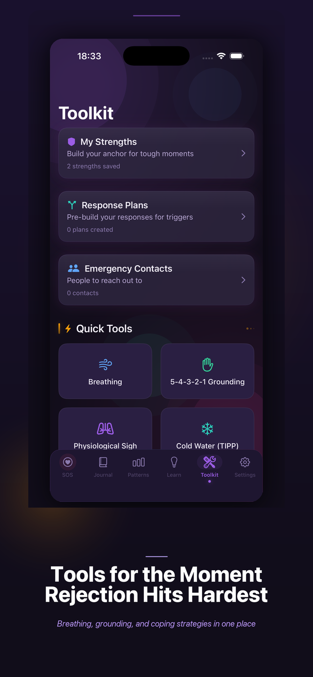 Toolkit: Breathing exercises, grounding techniques, and coping strategies